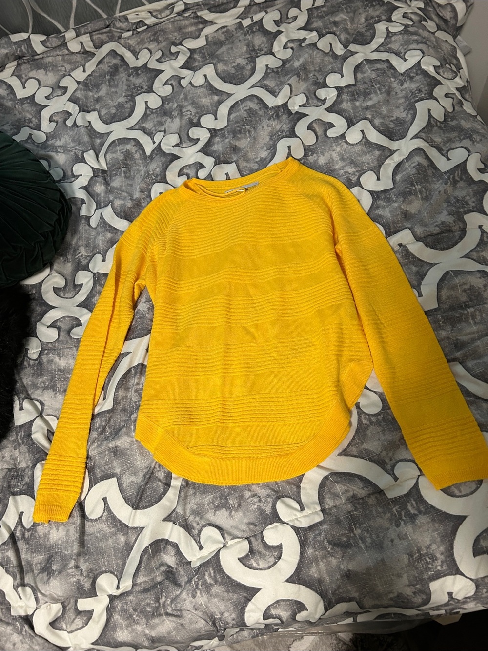 Only Bright Yellow Crewneck Textured Knit Sweater